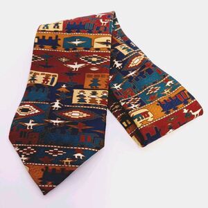 Silk Tie Boxelder Navajo Trading Blankets Railroad  Tapestry 100% Silk Italy